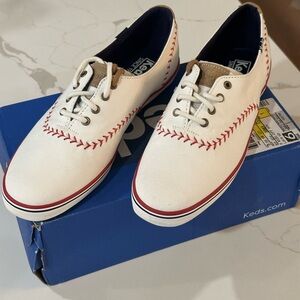 Keds White Shoes with Red stitching Accents
